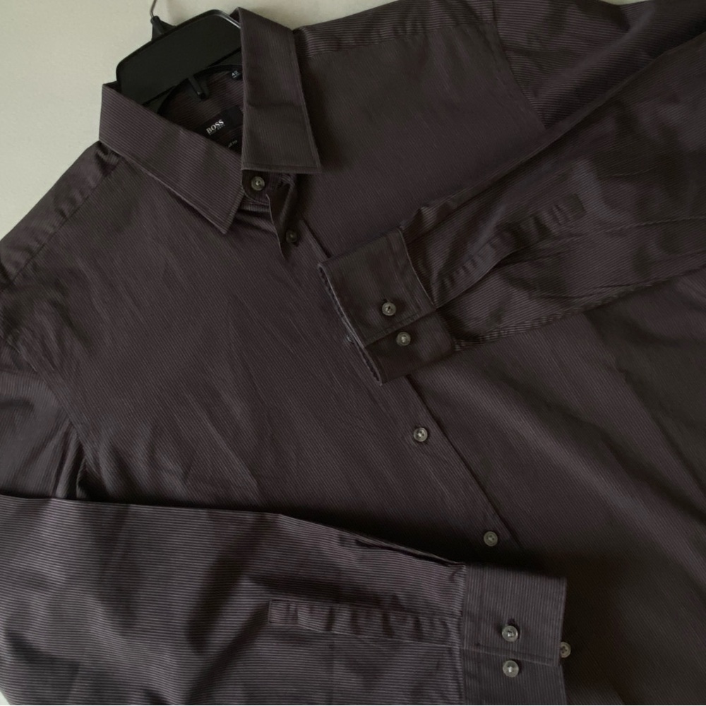 Boss Men's Rich Brown Casual Button Down Shirt Regular Fit